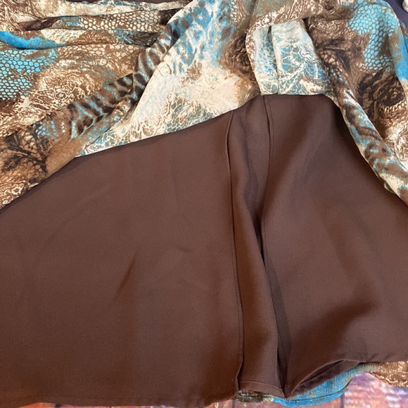 Handkerchief Animal and Lace Print Water Color Flowy Midi Skirt - Picture 6 of 8